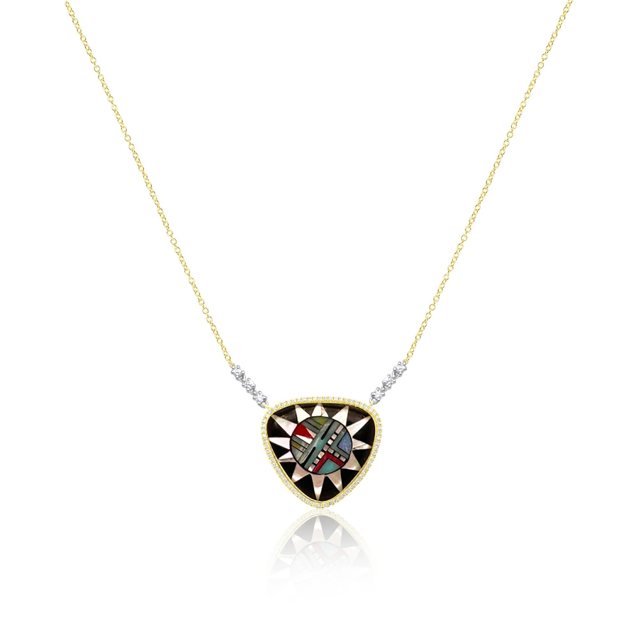 14kt Gold Mosaic Necklace with Diamonds