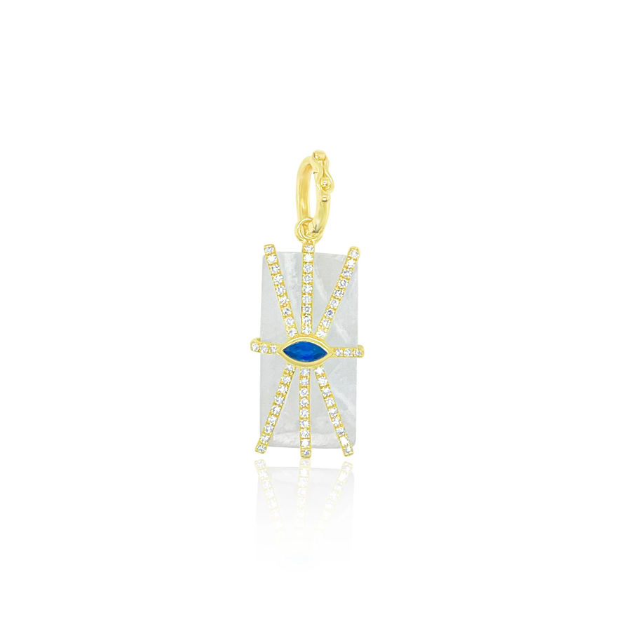 Yellow Gold Diamond Hemiphorte and Opal Necklace