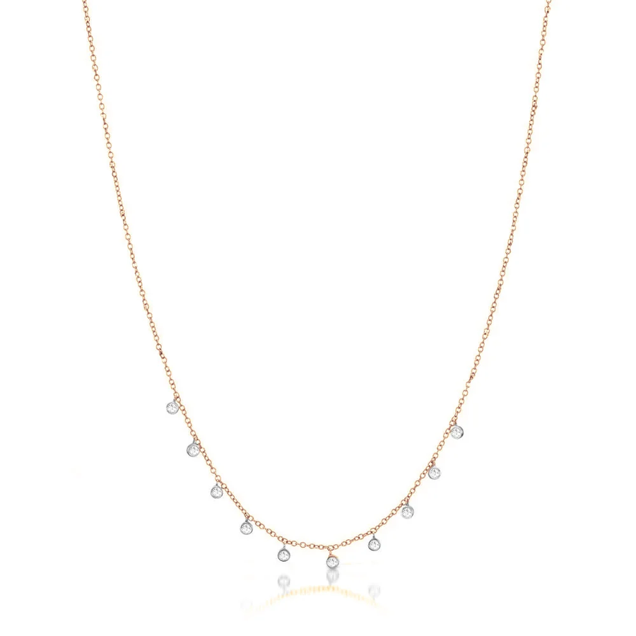 Meira T 14k Rose Gold Necklace with 10 Diamond Bezels