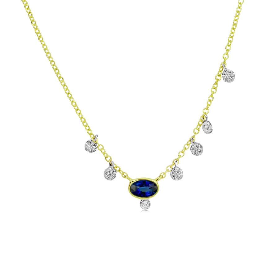 Dainty Blue Sapphire and Diamond Necklace