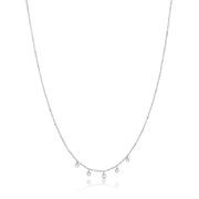 Meira T 14K White Gold Necklace with 5 Diamond Bezels