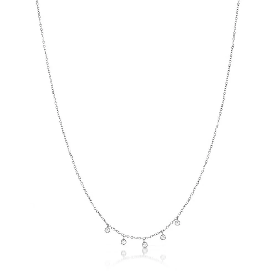 Meira T 14K White Gold Necklace with 5 Diamond Bezels