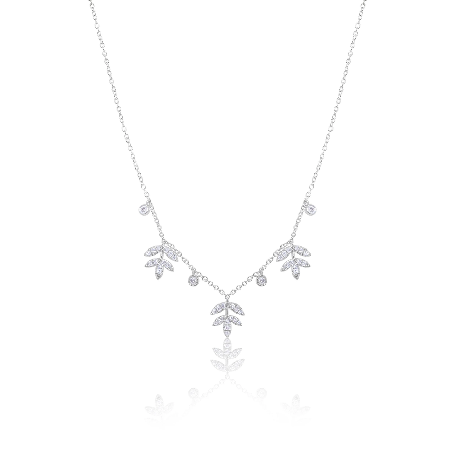 White Gold Diamond Leaf Necklace