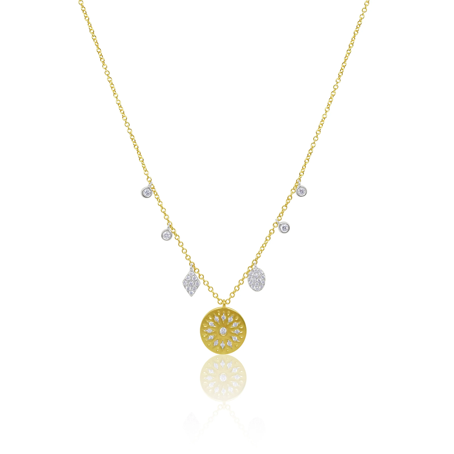 Gold Overlay Silver Diamond Charms Necklace