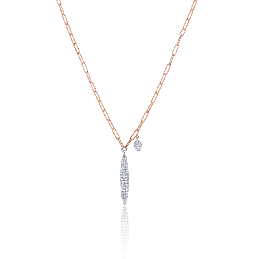 Paperclip Elongated Diamond Charm Necklace