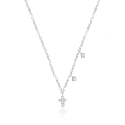 Dainty Cross and Bezel Diamond Necklace in white gold