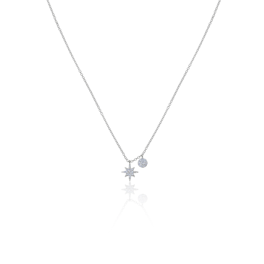 White Gold Starburst Diamond Necklace
