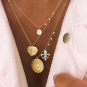 Delicate Diamond Disc Necklace with Off-centered Bezels styling