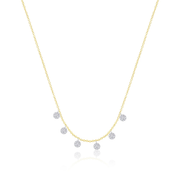 Model wearing the 14kt Yellow Gold Circle Diamond Necklace