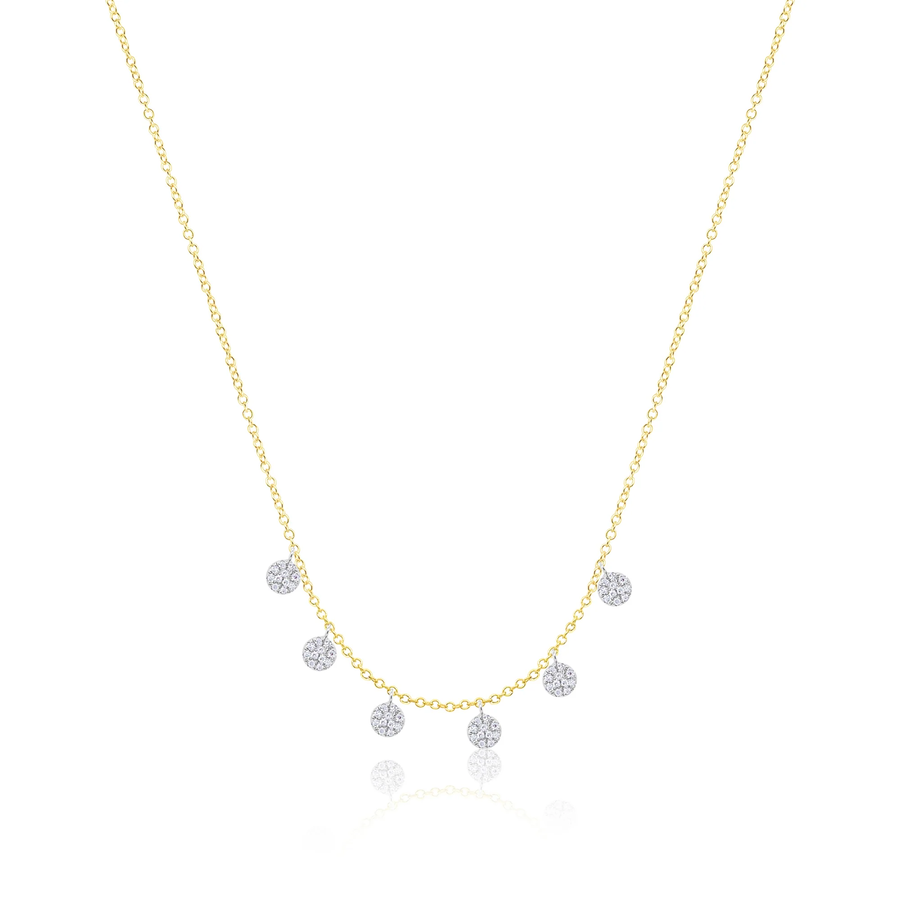 Model wearing the 14kt Yellow Gold Circle Diamond Necklace
