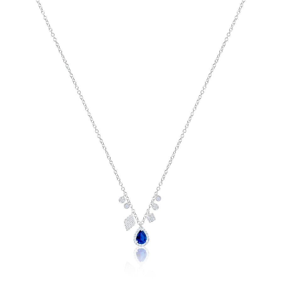 White Gold Blue Sapphire Necklace