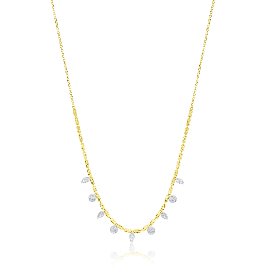 Yellow Gold Dainty Diamond Charm Necklace