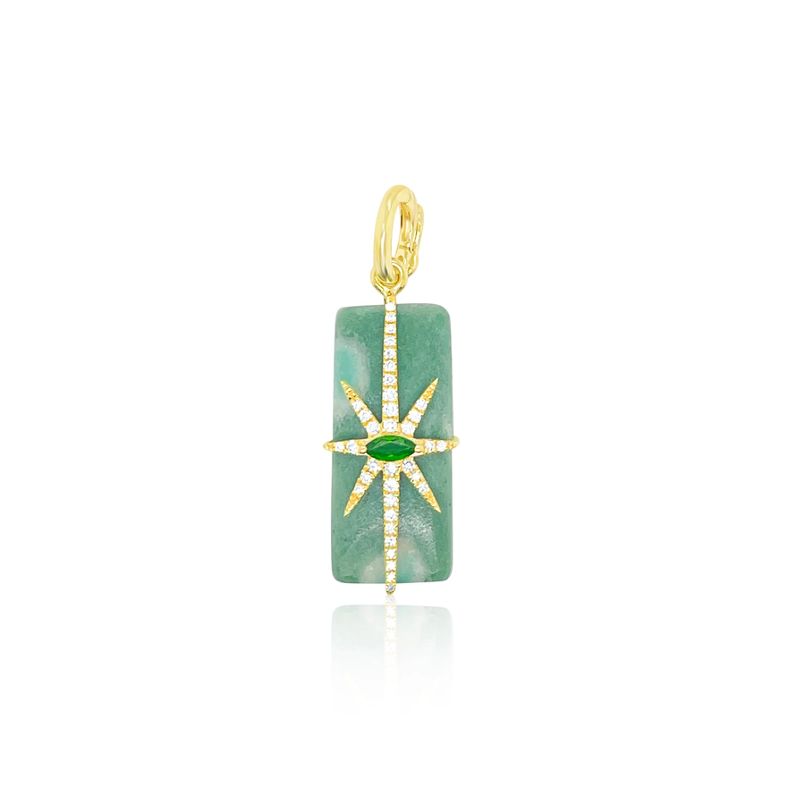 Green Jade and Emerald Diamond Charm