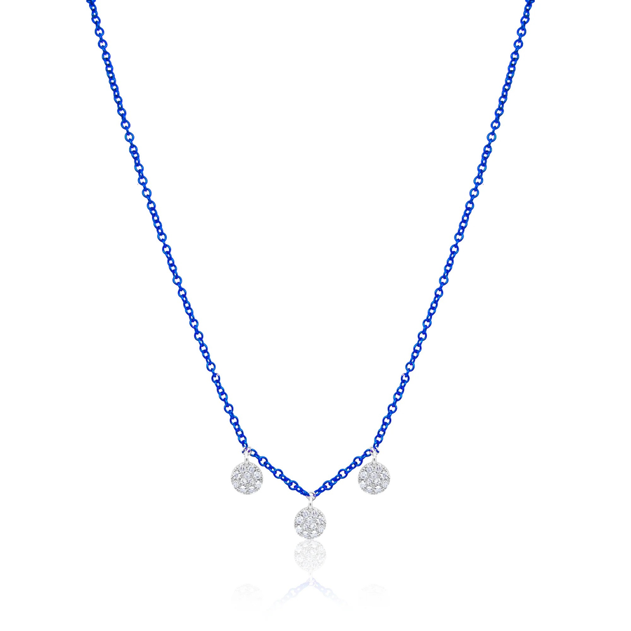 Blue Rhodium Pave .09 Ct Diamond Necklace 18 Inch Adjustable