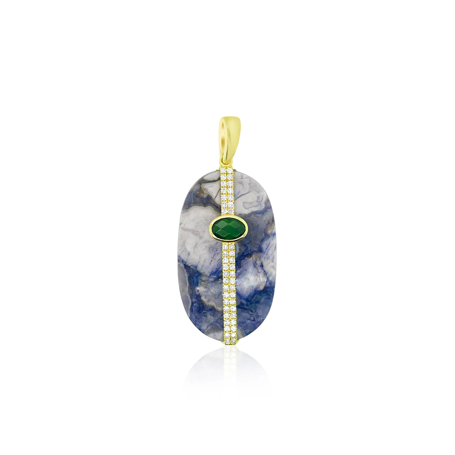 14kt Yellow Gold Diamond Chrome and Lapis Charm