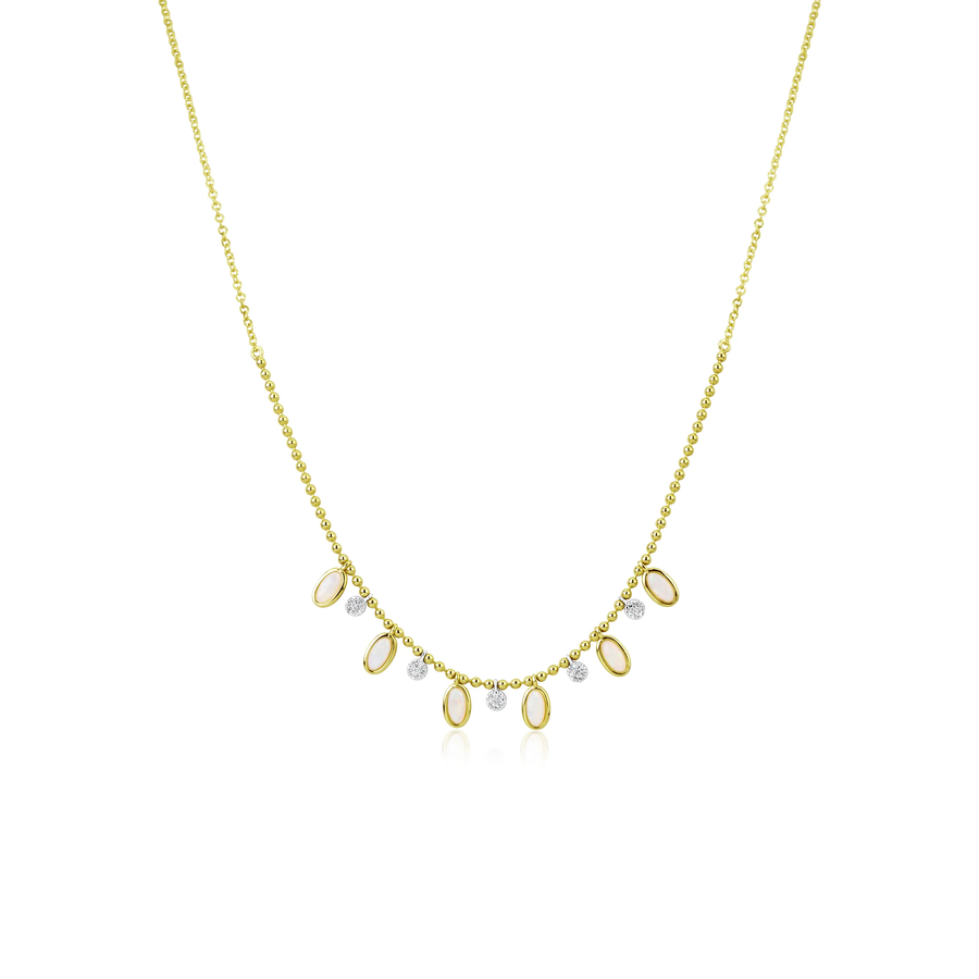 Spot Chain Opal and Diamond Necklace