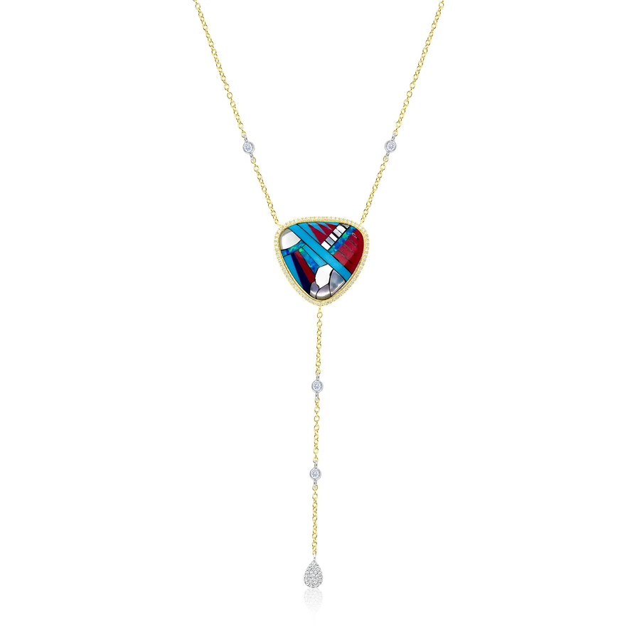 Yellow and Diamond Mosaic Lariat
