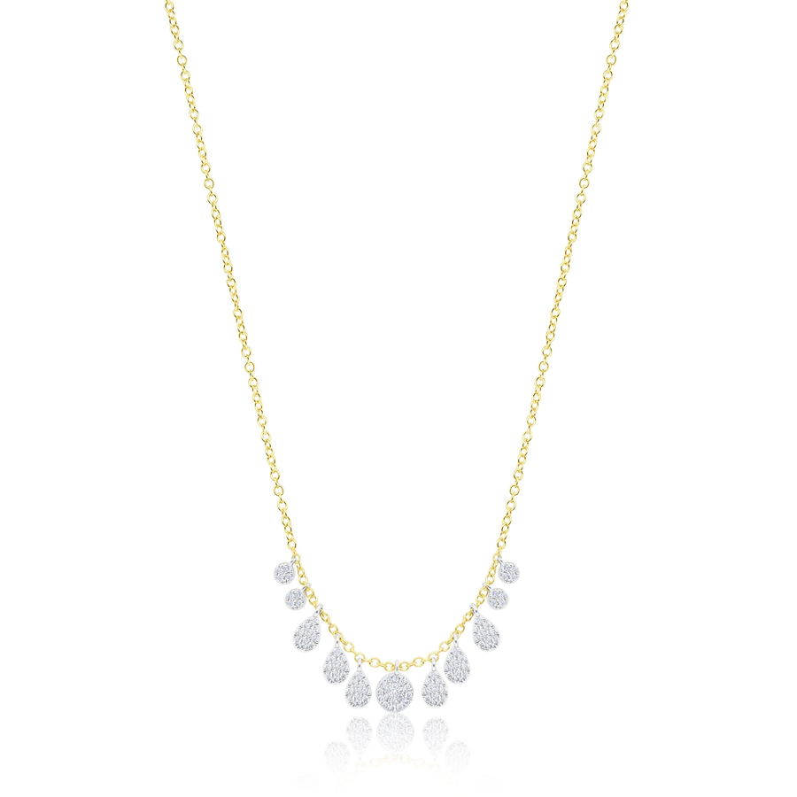 14k Two Tone Yellow Gold Diamond Charm Necklace