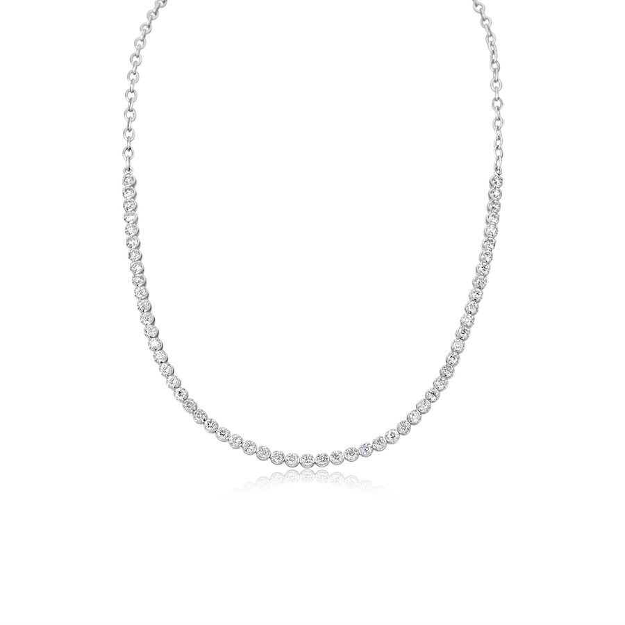 14kt White Gold 3 ct Diamond Choker Adjustable