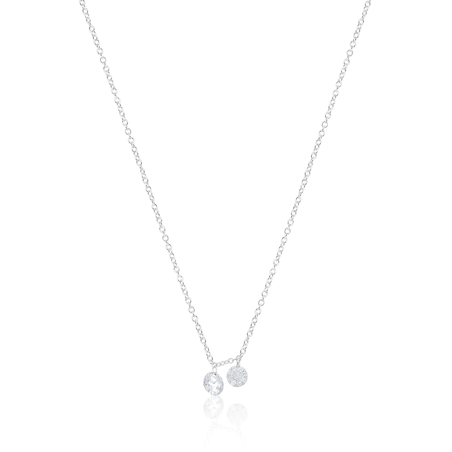 14K White Gold Drilled Diamond Necklace