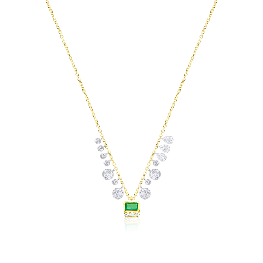 Yellow Gold Emerald and Diamond Necklace