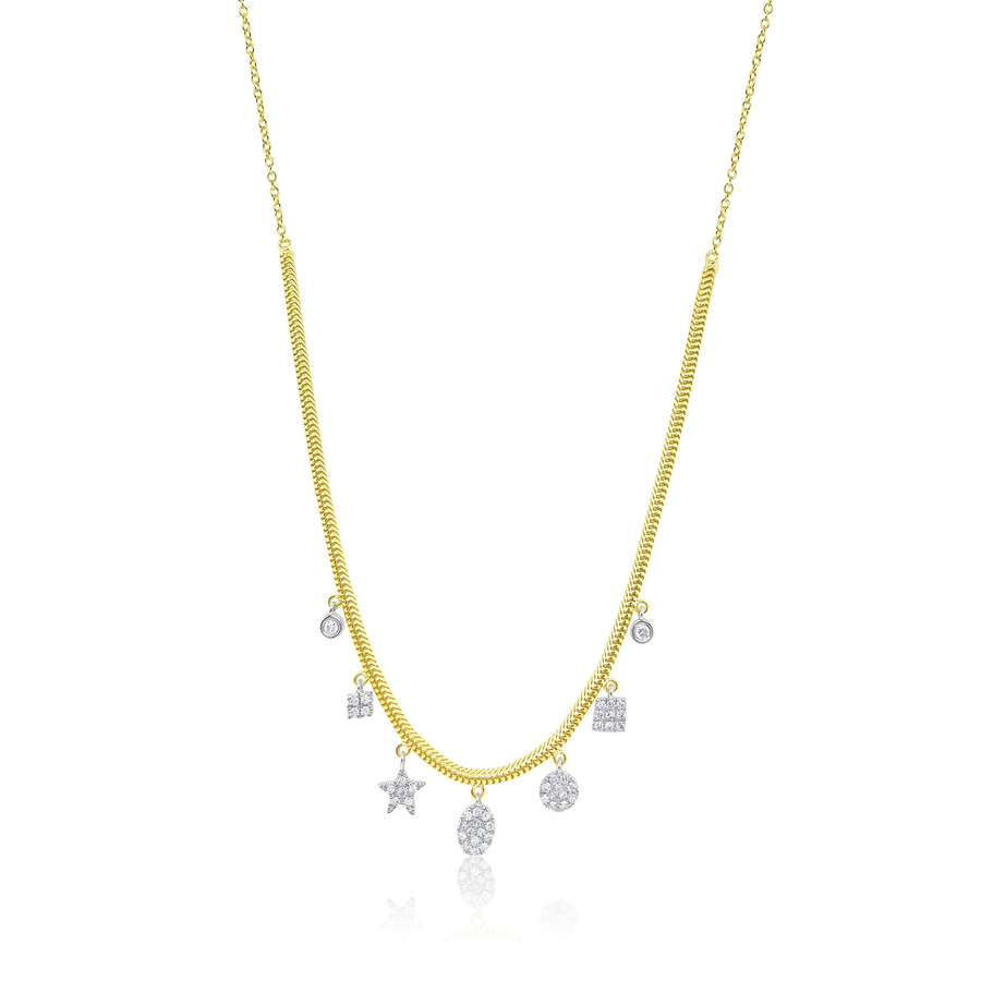 14k Two Tone Gold Diamond Charm Necklace