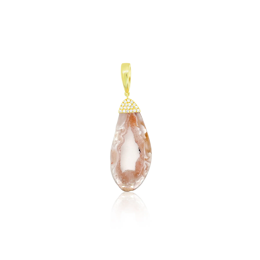 Teardrop Pink Druzy Stone Charm