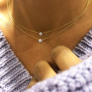 14kt White Gold Solitaire Drilled Diamond Necklace