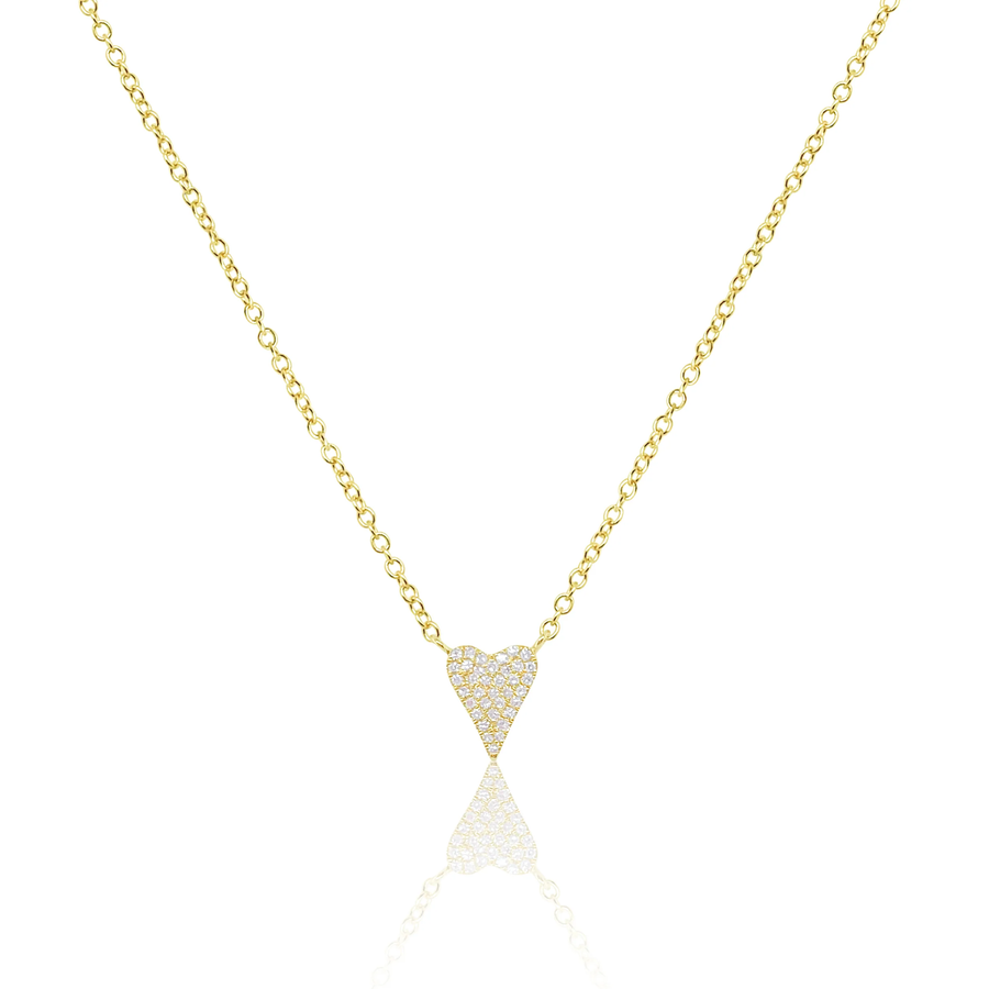 Elongated Diamond Heart Necklace in yellow gold