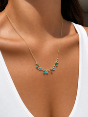 14kt Yellow Gold Blue Topaz and Emerald Gemstone Necklace
