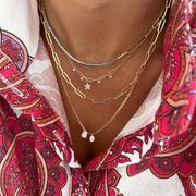 Model wearing the Half and Half Diamond Necklace