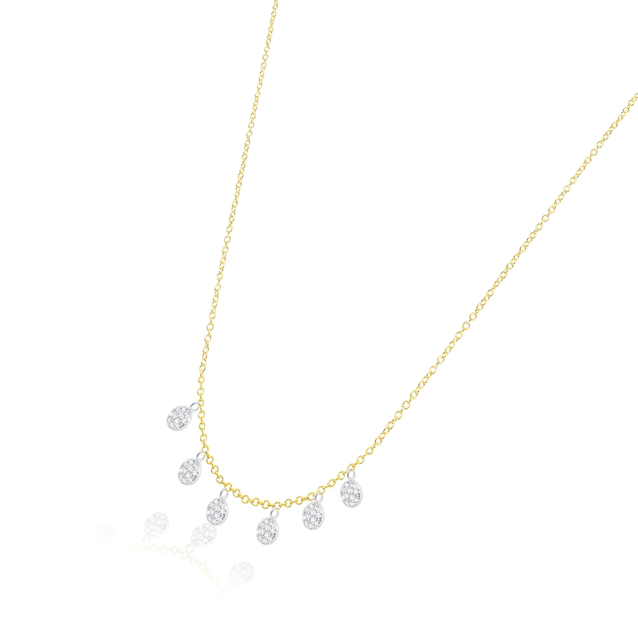 14kt Yellow Gold Circle Diamond Necklace detail