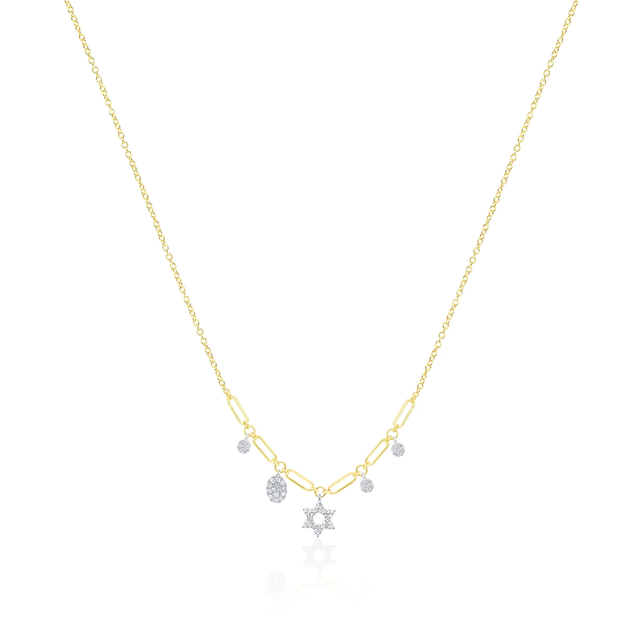 14kt Yellow Gold Pave Diamond Star of David Necklace