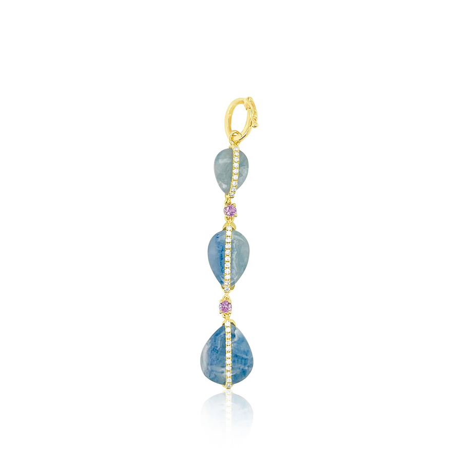 14kt Yellow Gold Scheelite Agate Charm with Pink Sapphire and Diamonds