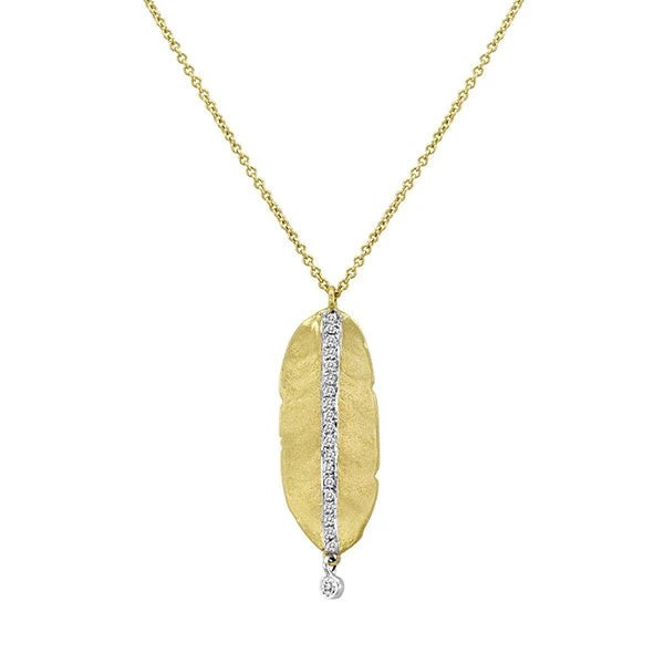 Meira T Hammered Yellow Gold Leaf Necklace as Seen in Cosmopolitan Magazine
