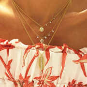 Delicate Diamond Disc Necklace with Off-centered Bezels lifestyle
