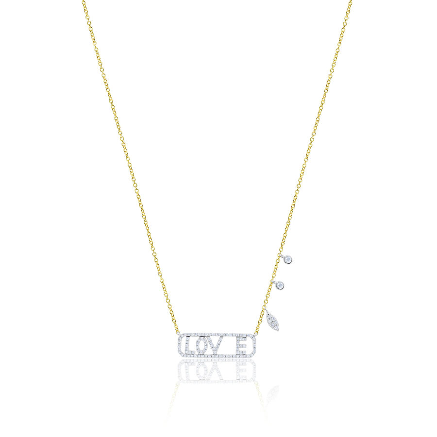 Two Tone Diamond Love Sliding Plate Necklace