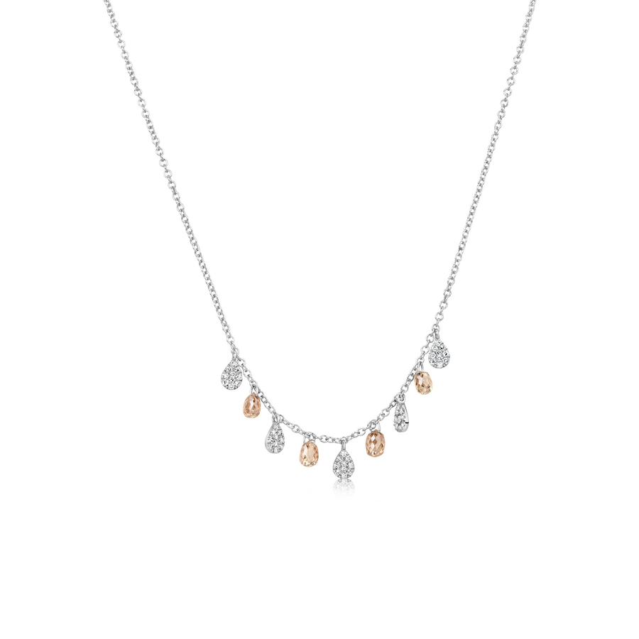Drilled Rough Diamond and Diamond Charm Necklace