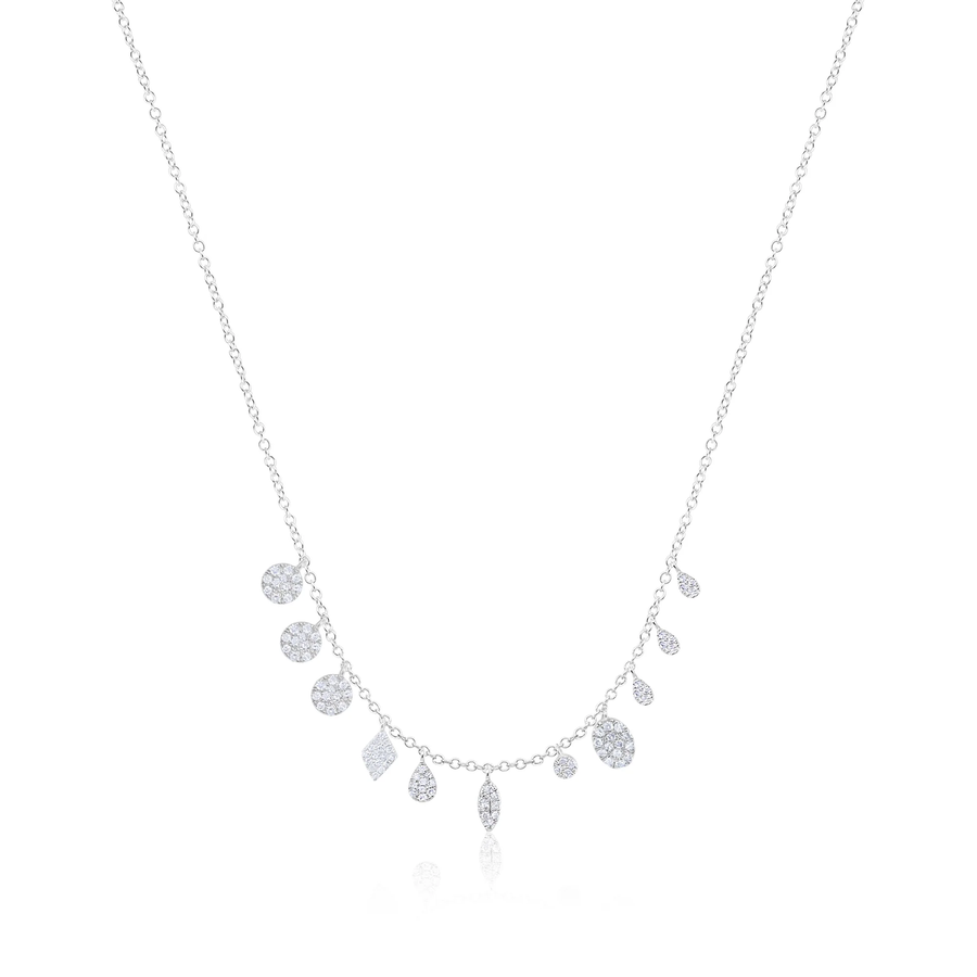 14kt White Gold Multi Charm Necklace