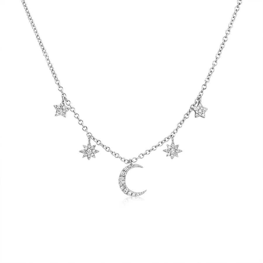 Sisterly Style Moon & Star Diamond Necklace