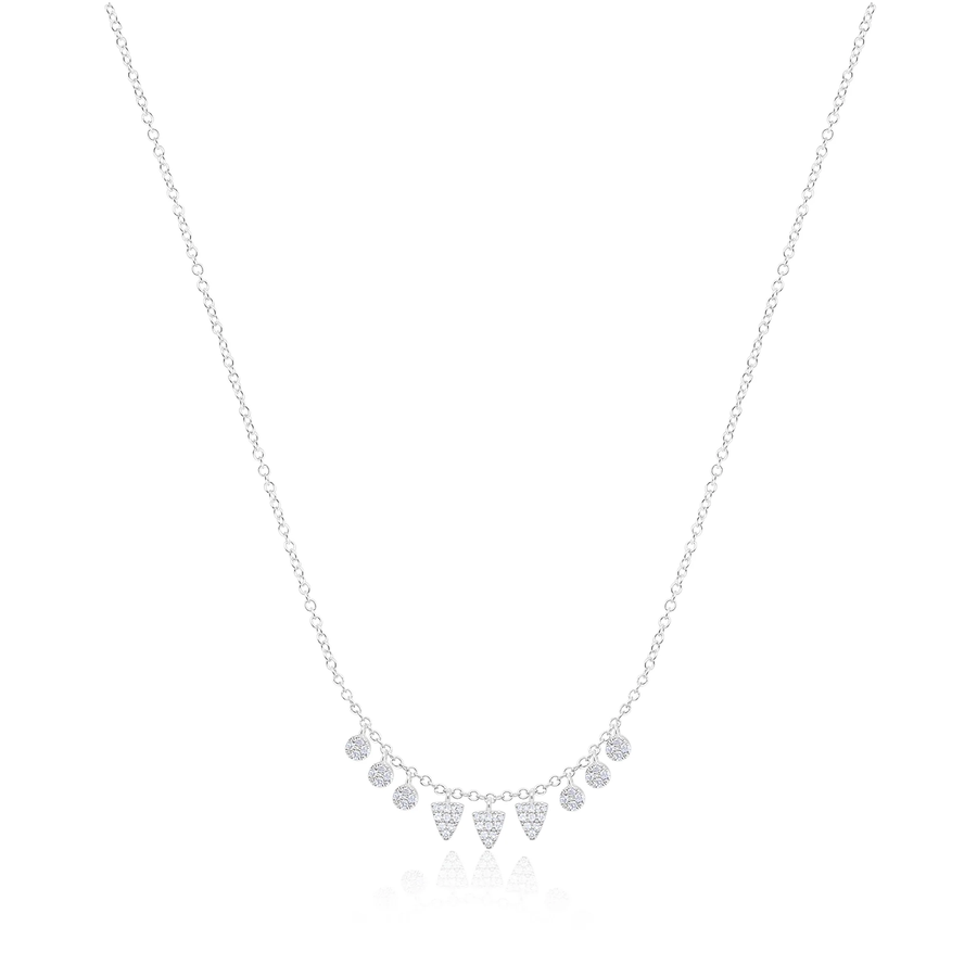 14 Kt White Gold Dainty Pave Charms Layering Necklace