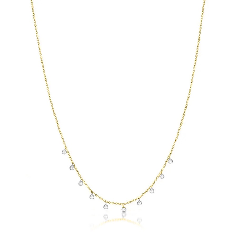Meira T 14k Yellow Gold Necklace with 10 Diamond Bezels