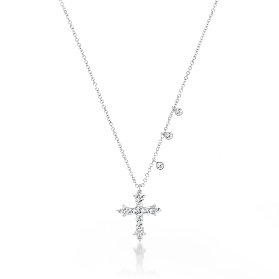 Yellow Gold Diamond Cross Necklace white gold