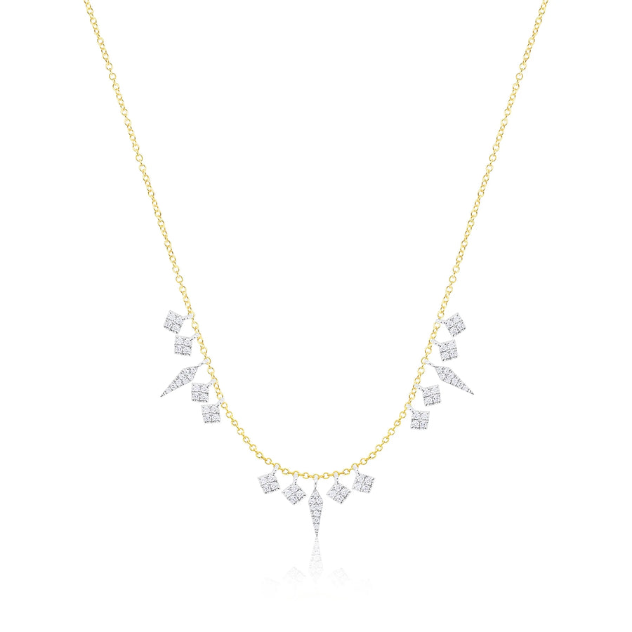 14kt Yellow Gold Double Diamond Charms Necklace